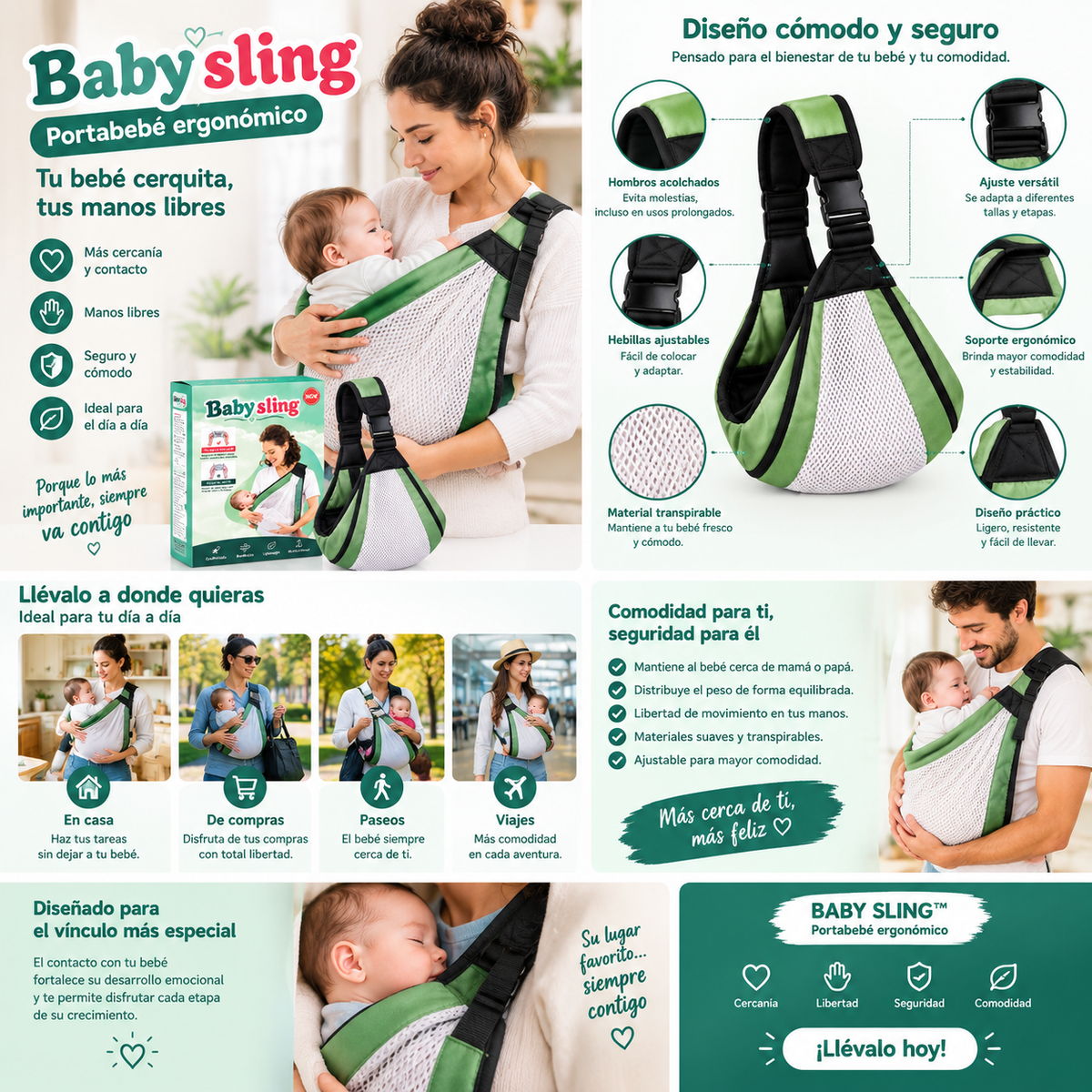 MOM & BABY - Portabebé Ergonómico Manos Libres