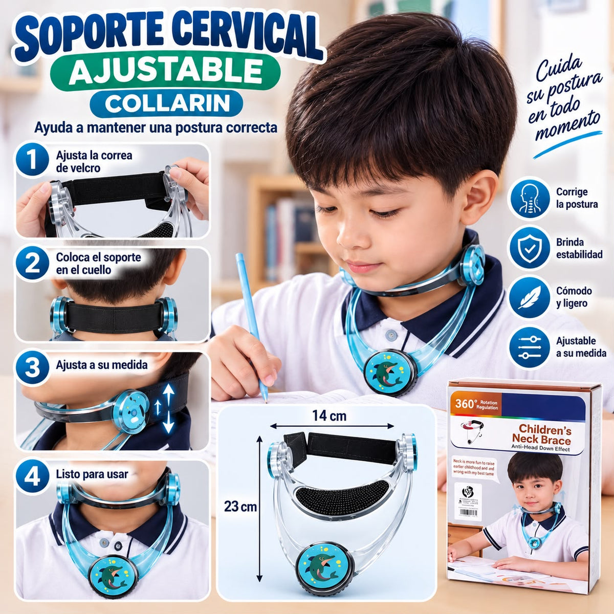 ⭐ CERVICAL FIT™ – Soporte Cervical Ajustable para Cuello