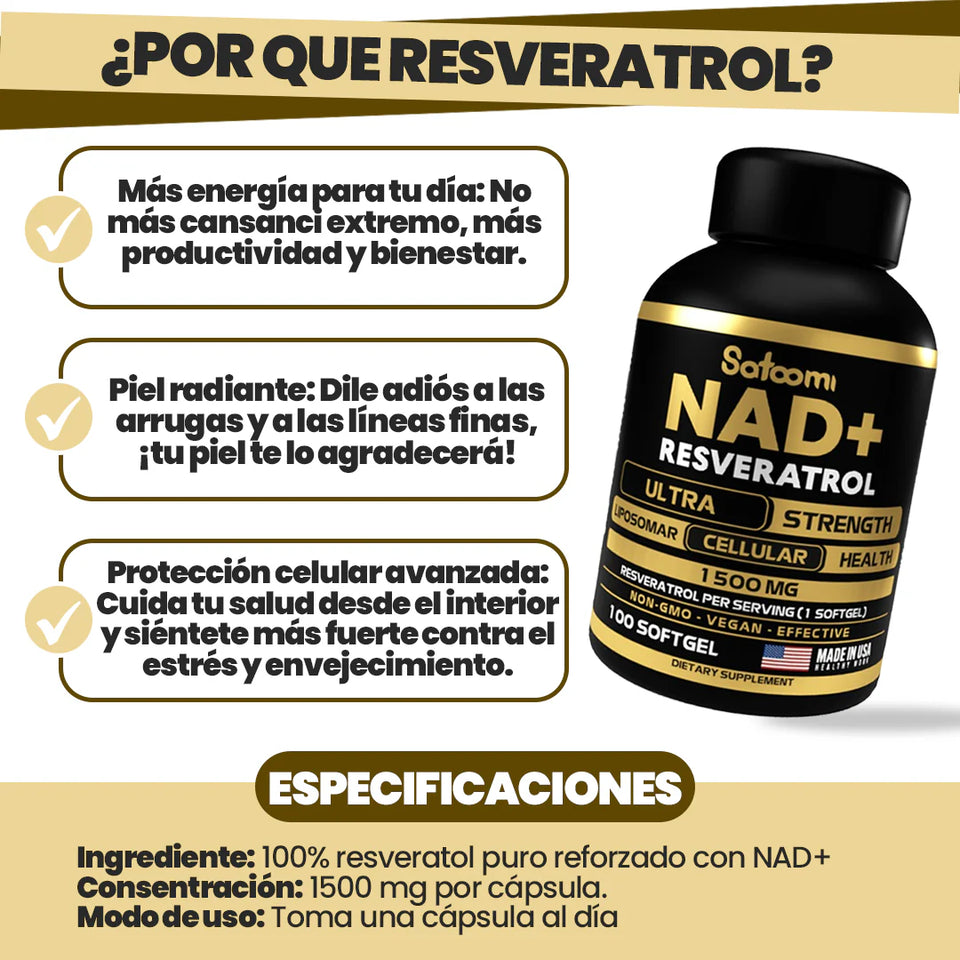 NAD + Resveratrol - Regeneración Celular, Juventud y Energía Total