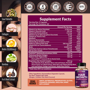 💊 Hair Growth – El Suplemento que Fortalece tu Cabello desde la Raíz  (60 Capsulas)