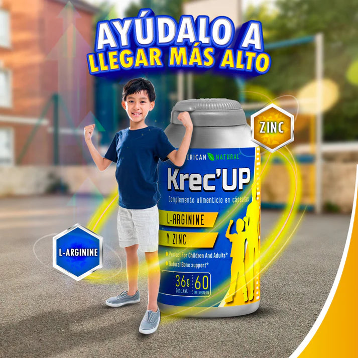 Krece Up Forte Kids - Con Zinc y L-Arginina para un crecimiento fuerte y saludable😊
