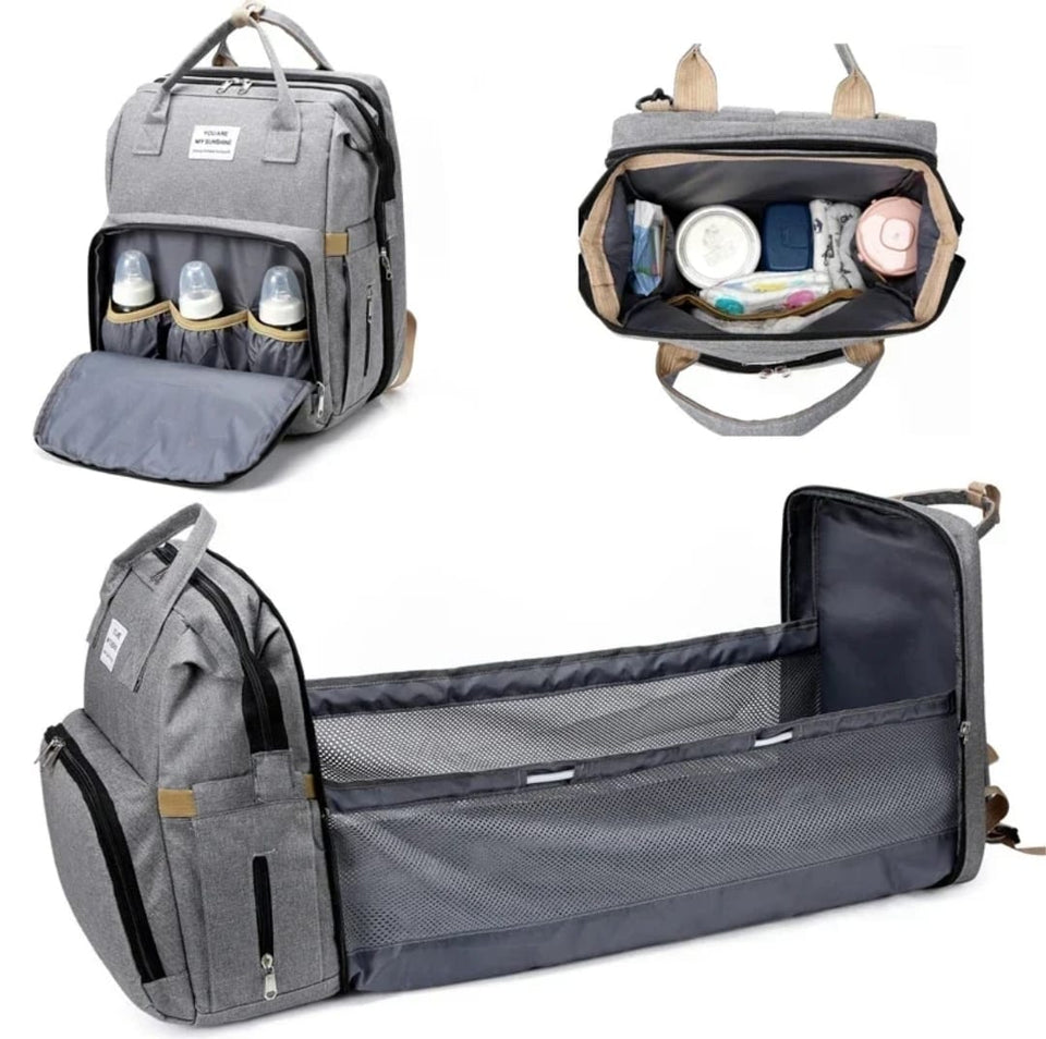 Pañalera 3 en 1: Mochila, Cuna y Cambiador – ¡Práctica y Portátil! + Envió Gratis