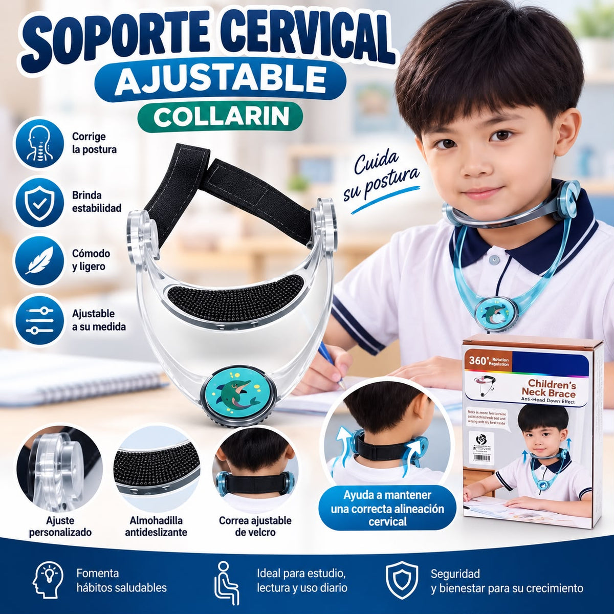 ⭐ CERVICAL FIT™ – Soporte Cervical Ajustable para Cuello