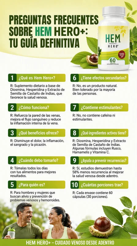 HEM HERO+™ – Fórmula Extra Strength para Bienestar Venoso | 60 Cápsulas