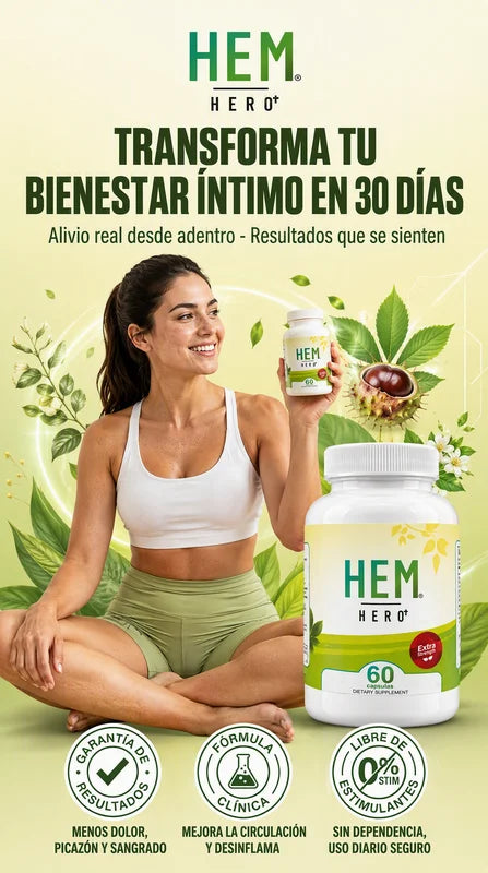 HEM HERO+™ – Fórmula Extra Strength para Bienestar Venoso | 60 Cápsulas