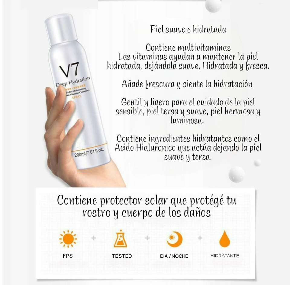 V7 Radiant Mist – Spray Aclarante Iluminador para Rostro y Cuerpo 💧
