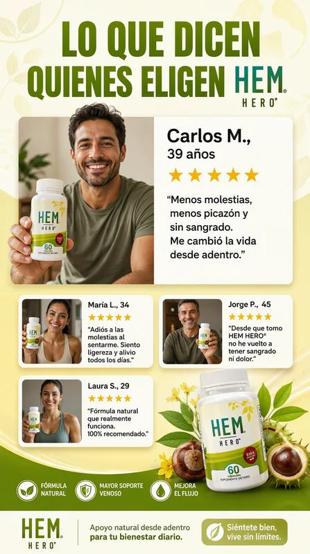 HEM HERO+™ – Fórmula Extra Strength para Bienestar Venoso | 60 Cápsulas